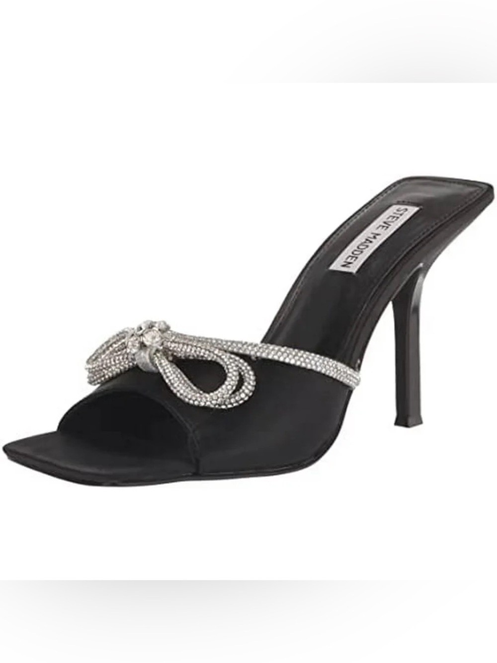 Steve Madden Black Slide Mules with Crystal Bow (Read description)